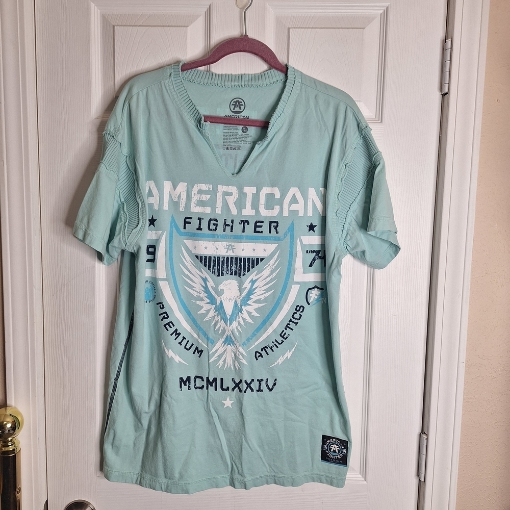 American Fighter Aqua Graphic T-Shirt Size XXL
